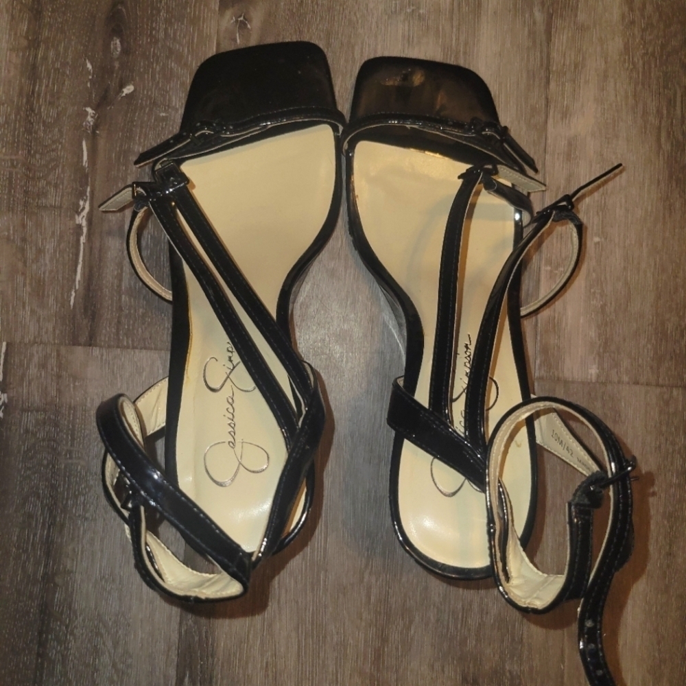 Jessica‎ Simpson Cenedra Sandal Black leather womens Size 10 M - Picture 2 of 8